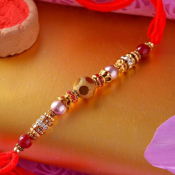 Beautiful Premium Golden Beads Rakhi