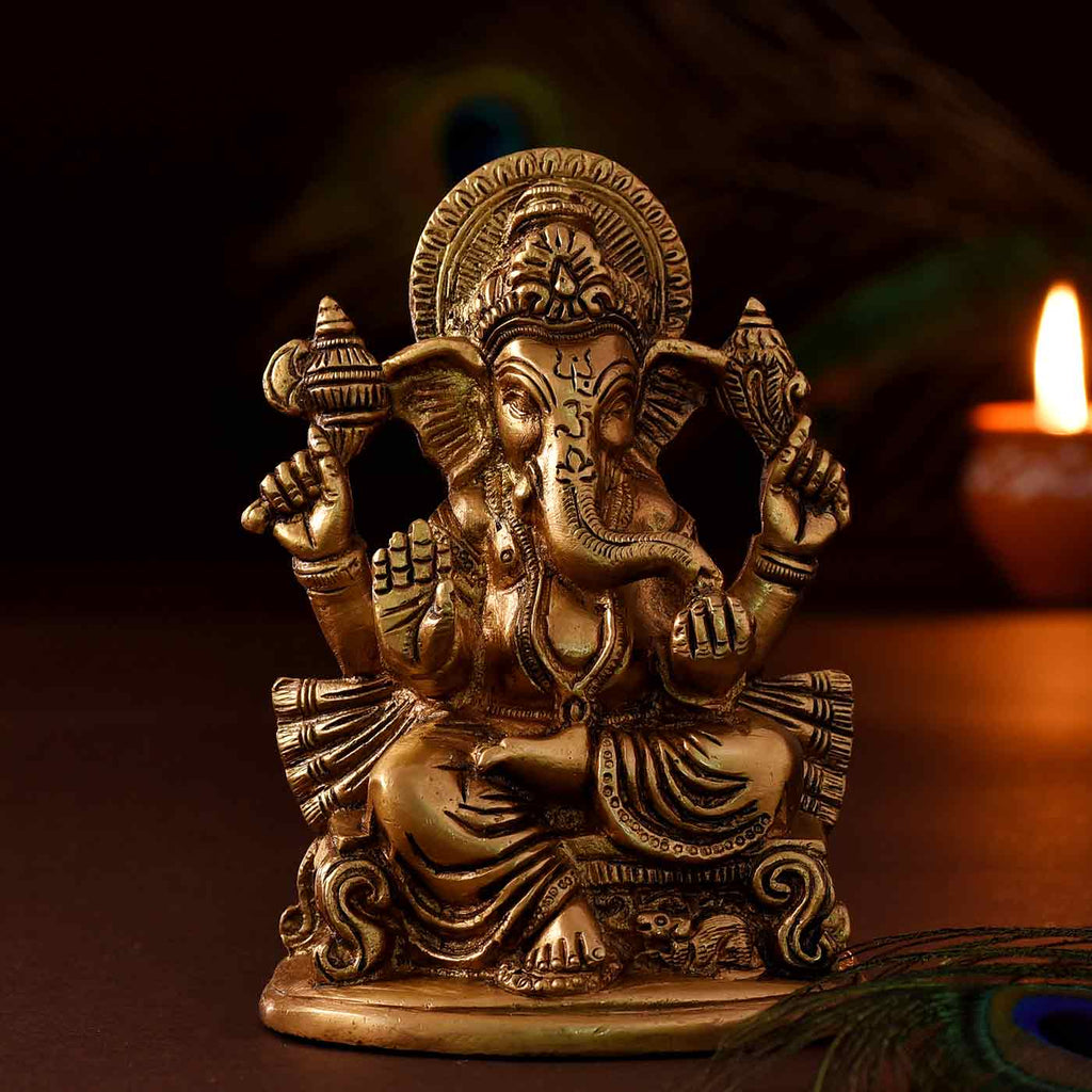 Awe-Inspiring Ganesha Brass Idol