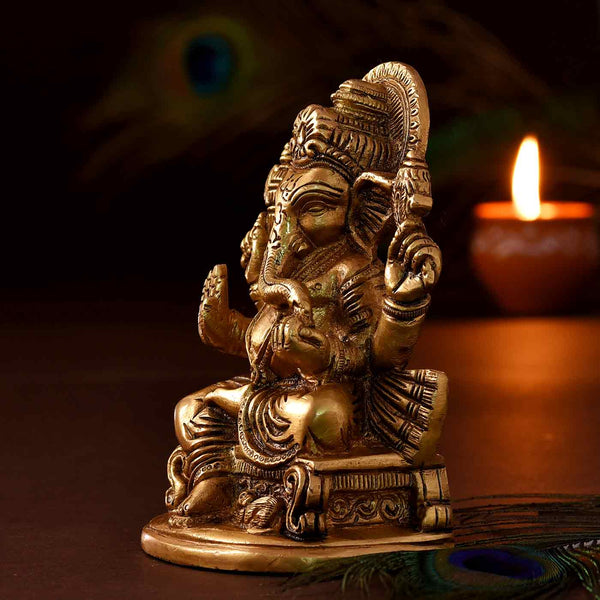 Awe-Inspiring Ganesha Brass Idol