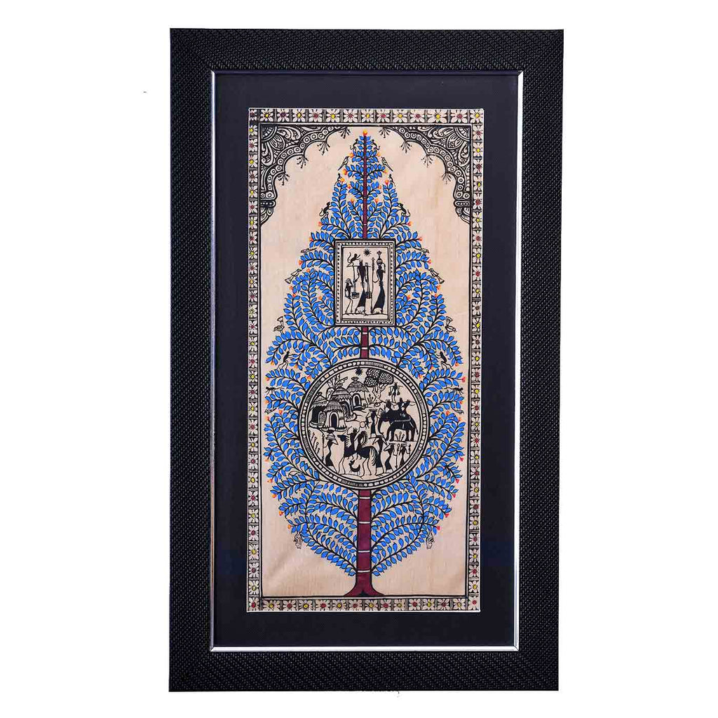 Gorgeous Tree Of Life Tussar  Silk Framed Painting
