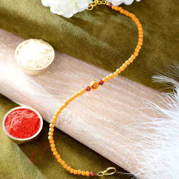 Religious Om & Beads Bracelet Rakhi