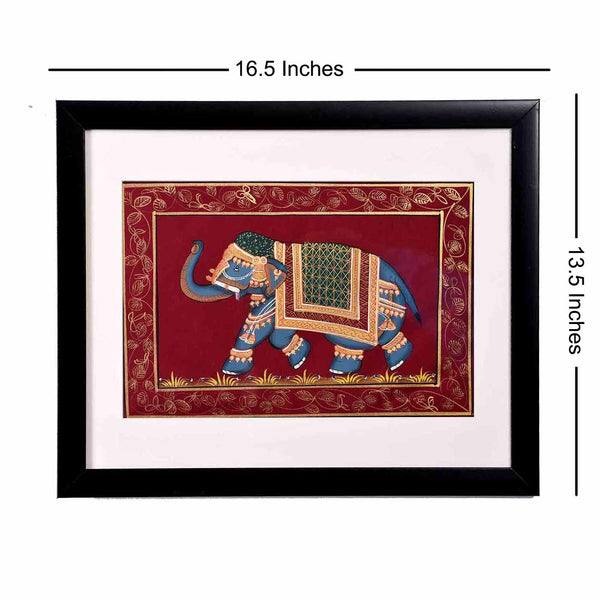 Jewel Studded Elephant Painting (16.5*13.5 Inches)