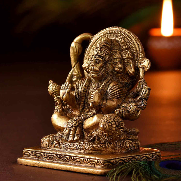 Panchmukhi Or Five Faced Hanuman Brass Idol