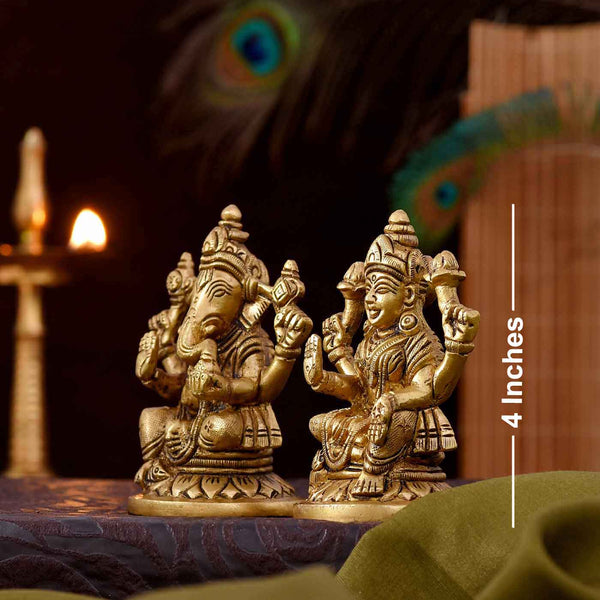 Auspicious Lakshmi & Ganesha Brass Idols