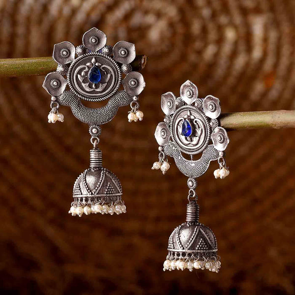 Petal Design Oxidised Jhumka