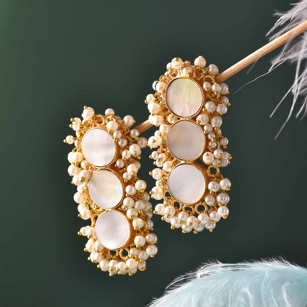 MochiThings: Leaf Mother of Pearl Earrings