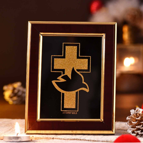 Divine Bird Of Jesus Gold Frame With Chocolate Pyramid Box