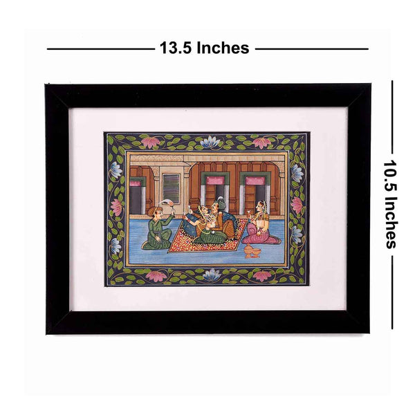 Courtyard Of Mughal Harem Framed Painting (13.5*10.5 Inches)