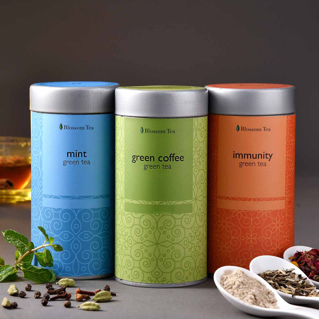 Refreshing Hamper Of Mint, Immunity & Coffee Green Tea