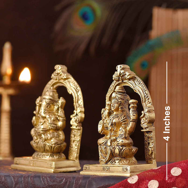 Well-crafted Lakshmi & Ganesha Brass Idols
