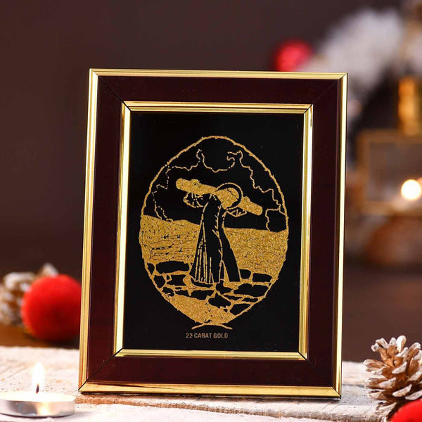 Christ Gold Frame With Dry Chocochip Cake