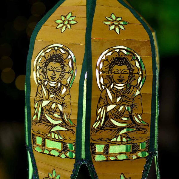 Meditating Budhha Palm Leaf Lantern (16*10 Inches)