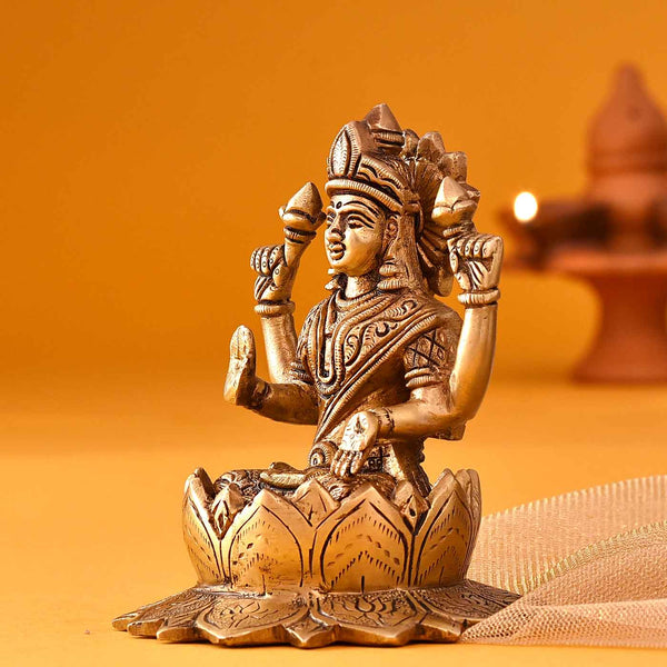 Goddess Of Fortune Laskhmi Brass Idol