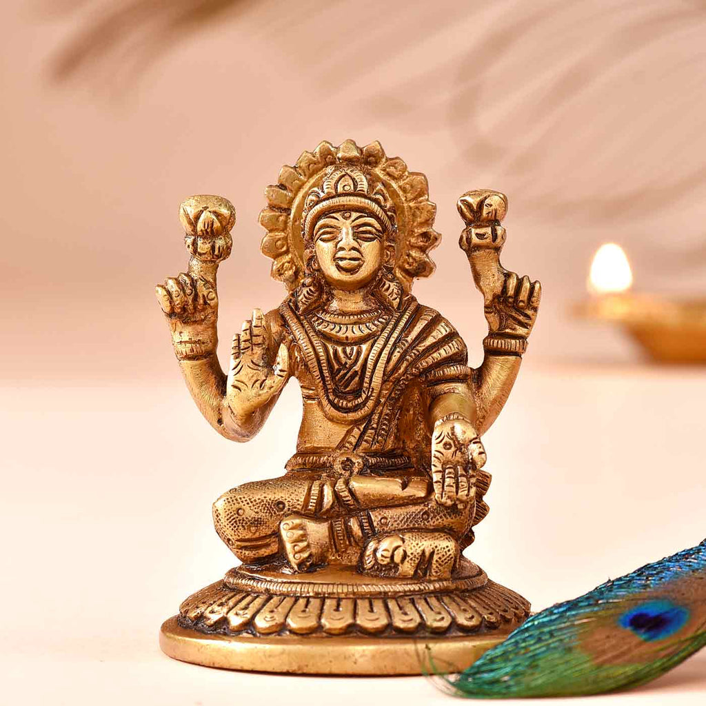 Goddess Of Fortune Lakshmi Brass Idol