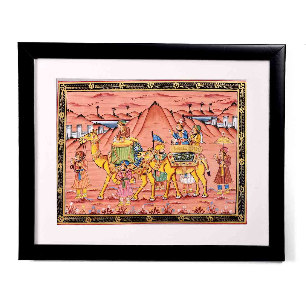 Emperor On Camel Mughal Painting (16.5*13.5 Inches)
