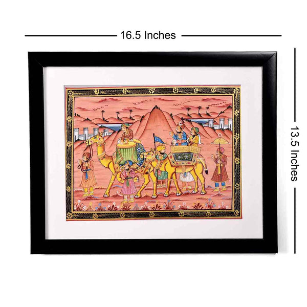 Emperor On Camel Mughal Painting (16.5*13.5 Inches)