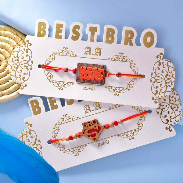 Stylish Set Of 2 BRO Rakhis With Chocolate