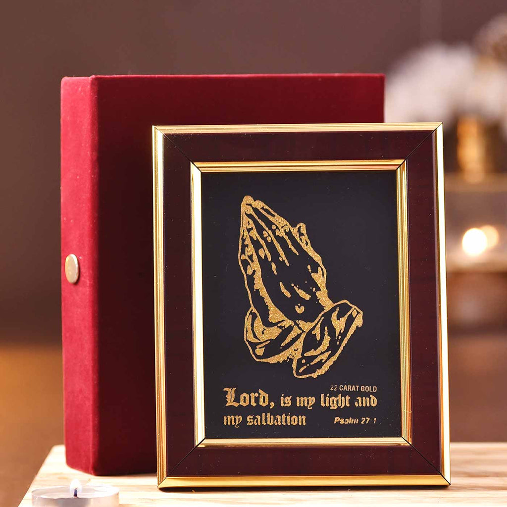 "Holy Lord Praying Hands" Gold Frame