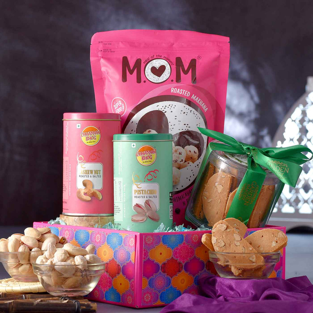 Wholesome Hamper Of Nuts, Namkeen & Tray