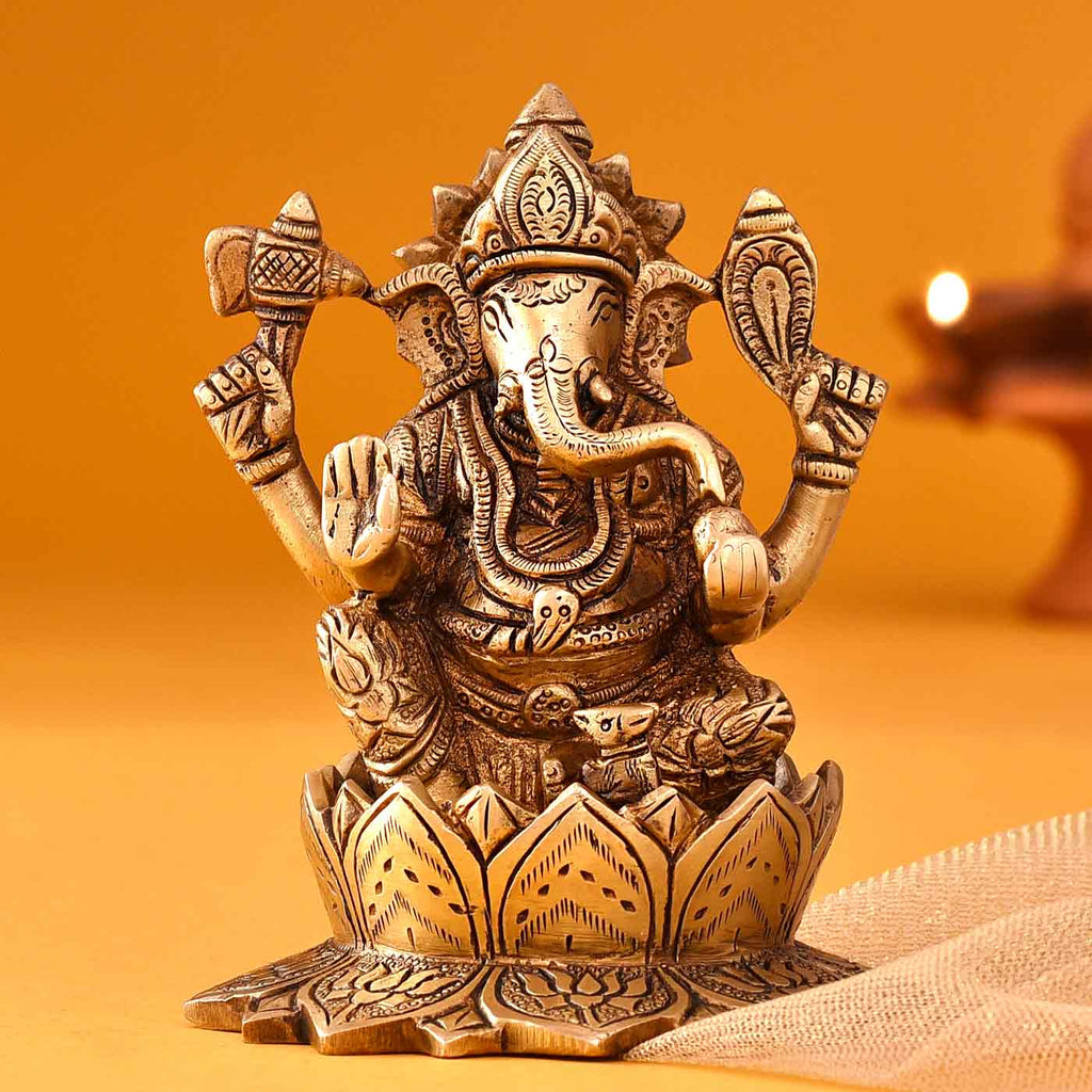 Majestic Ganesha Brass Idol