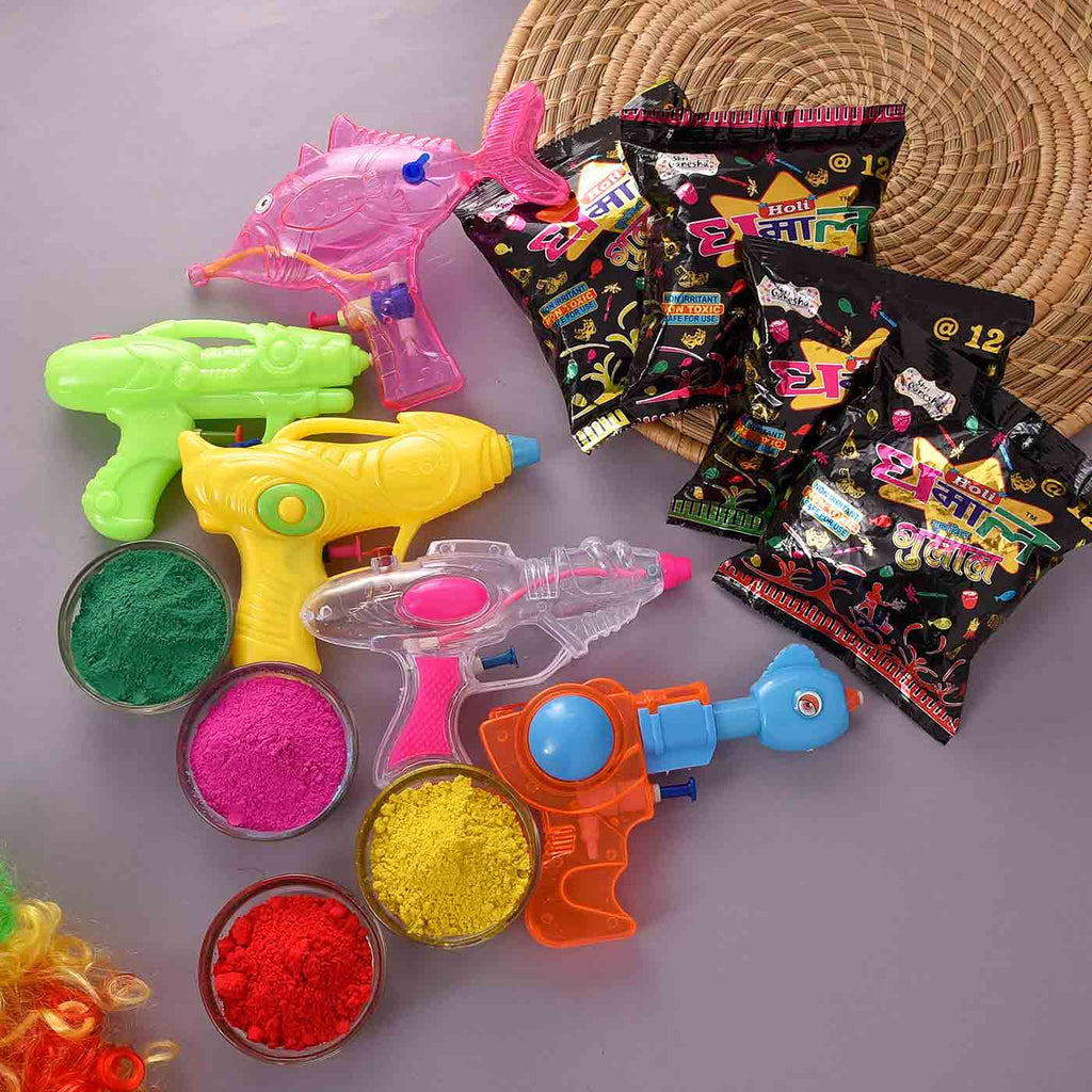 Holi Specal Water Gun Set Along With Fragrant  Gulal