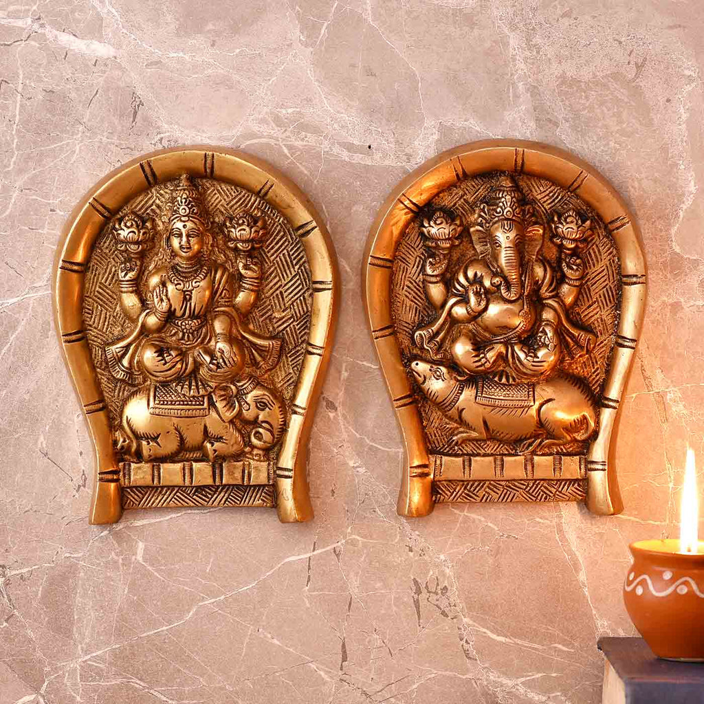 Divine Ganesha Lakshmi Brass Idol