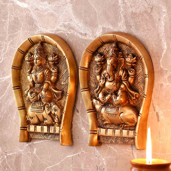 Divine Ganesha Lakshmi Brass Idol