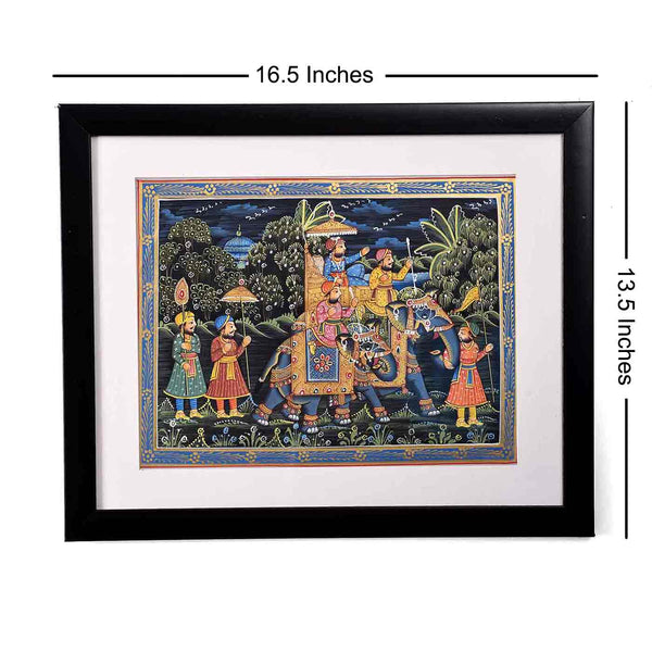Grand Mughal Procession Painting (16.5*13.5 Inches)