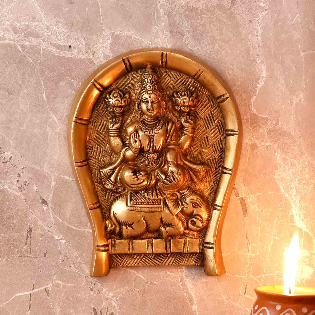Lokmata Lakshmi On Elephant Brass Idol