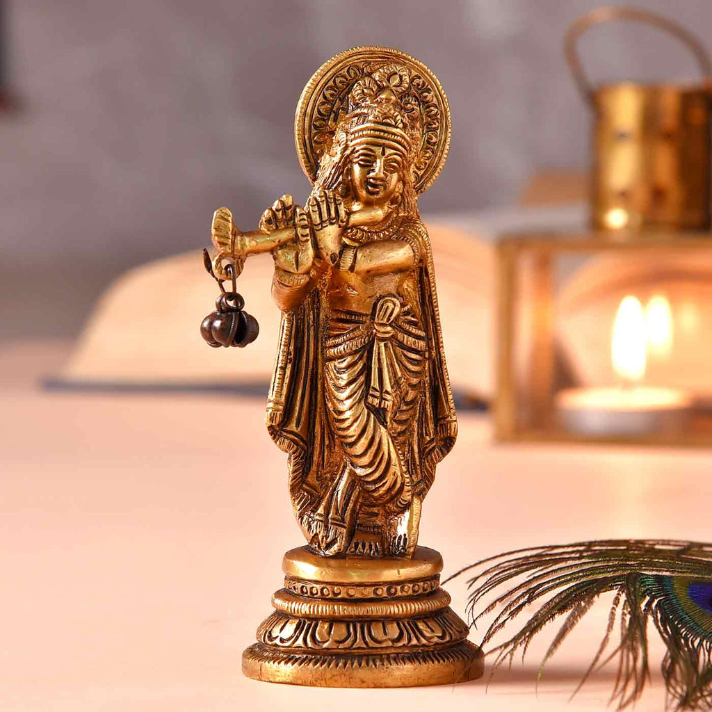 Divine Krishna Brass Idol