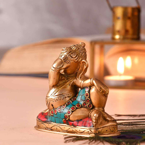 Ganesha Relaxing Brass Idol