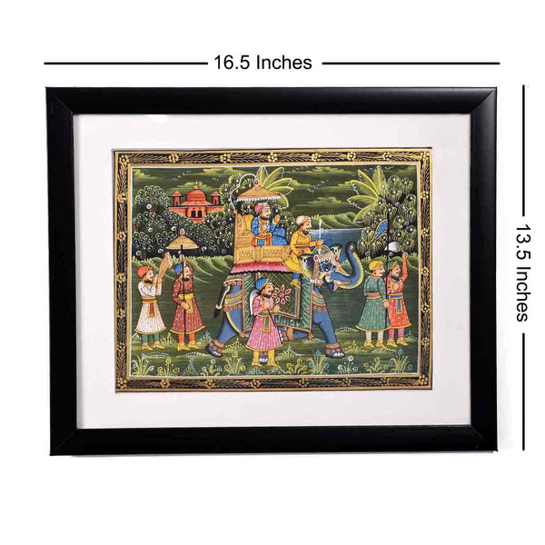 Royal Cortege Mughal Painting (16.5*13.5 Inches)