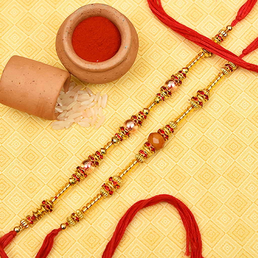 Beads, Stones & Pearl Set Of 2 Rakhis