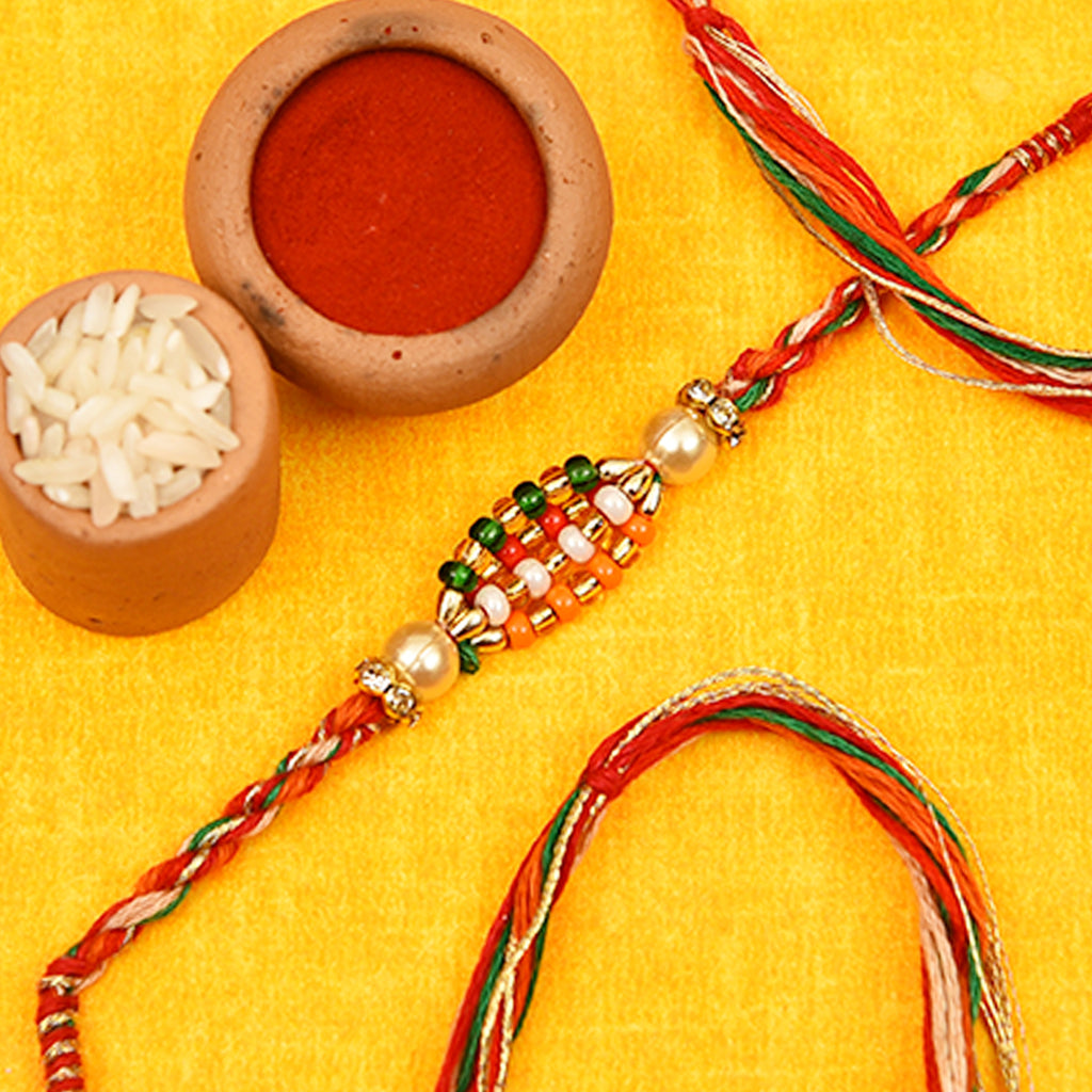 Beautiful Multicolored Beads & Pearls Rakhi