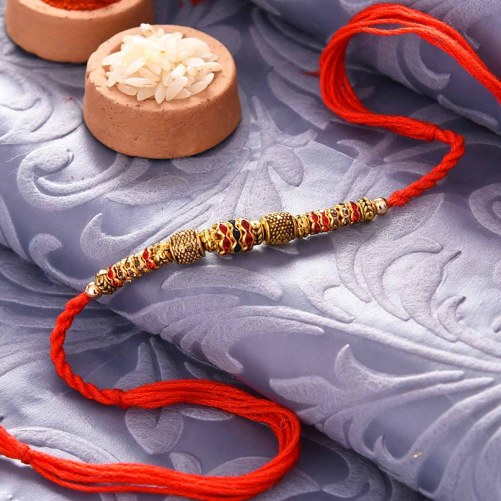 Beautiful Antique Beads & Stone Work Rakhi Thread