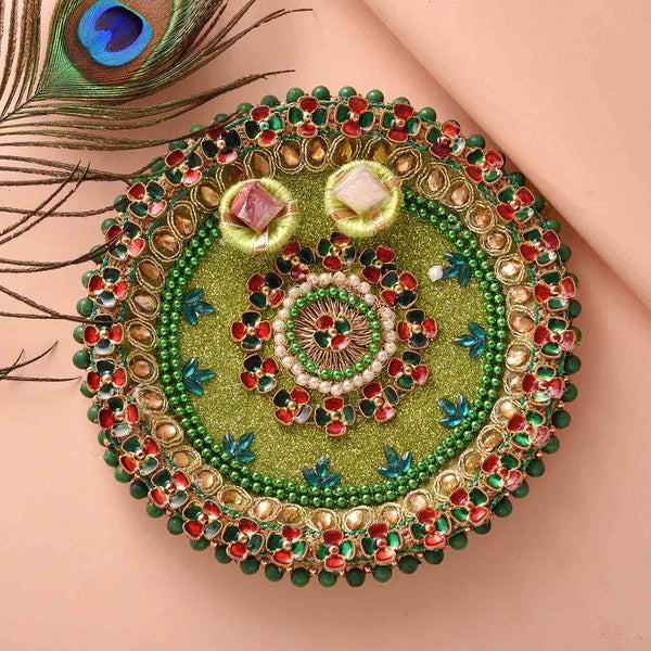 Elegant Rudraksh & Beads Rakhi With Fancy Pooja Thali