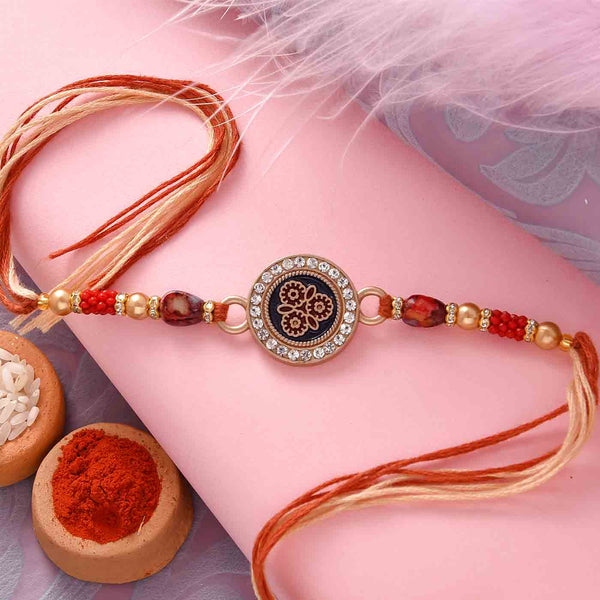 Gorgeous Floral Stones & Beads Rakhi With Nutberry