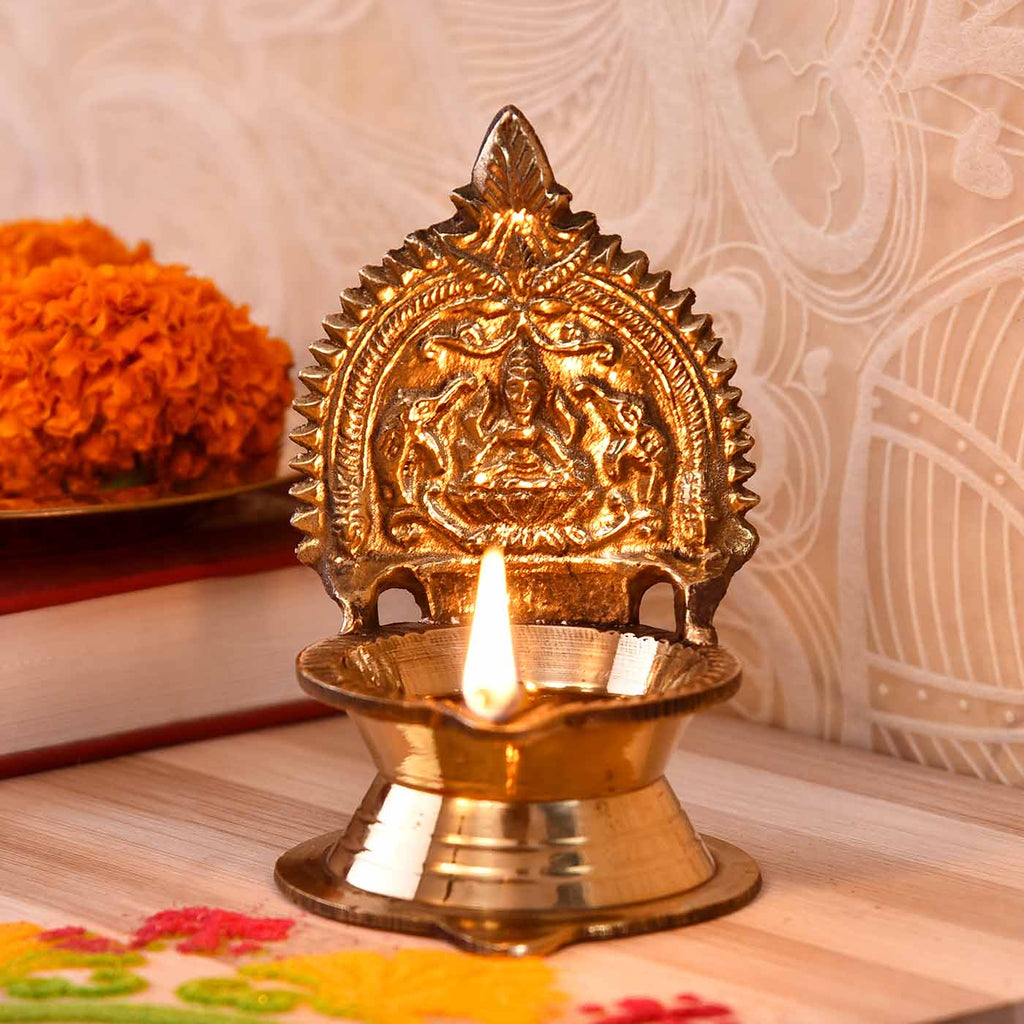 Divine Kamakshi Gold Brass Diya (9 cm / 3.5 Inches)