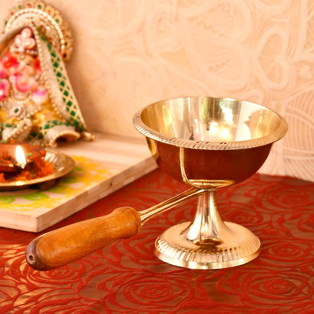 Gulab Aarti Wooden Handle Special Deep (10 cm / 4 Inches)