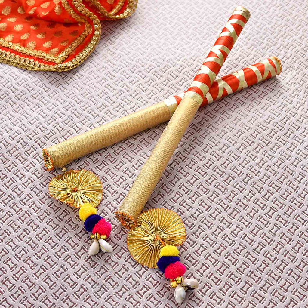 Fancy Red & Gold Dandiya Sticks