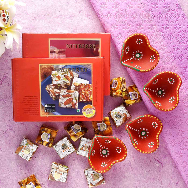 Set Of 4 Clay Diyas With Nutberry & Figberry