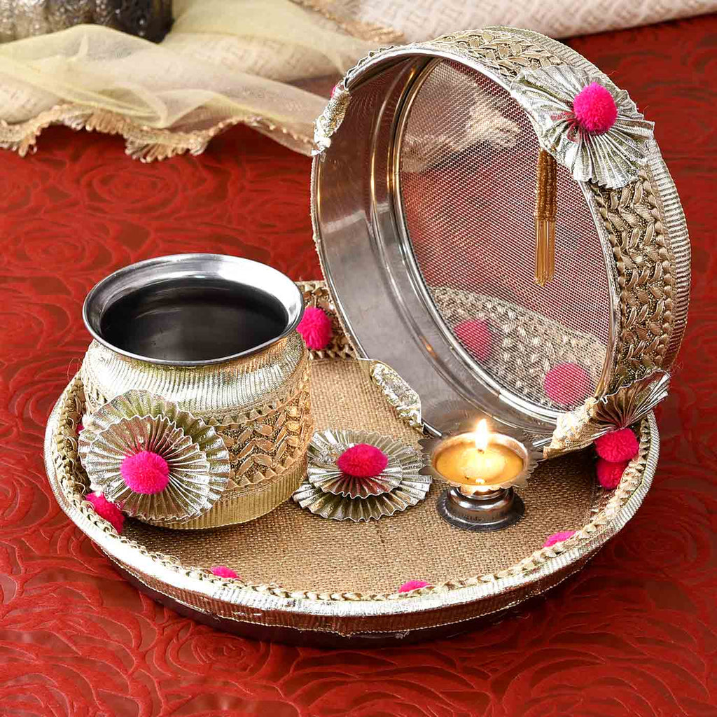 Elegant Karwachauth Puja Thali Set