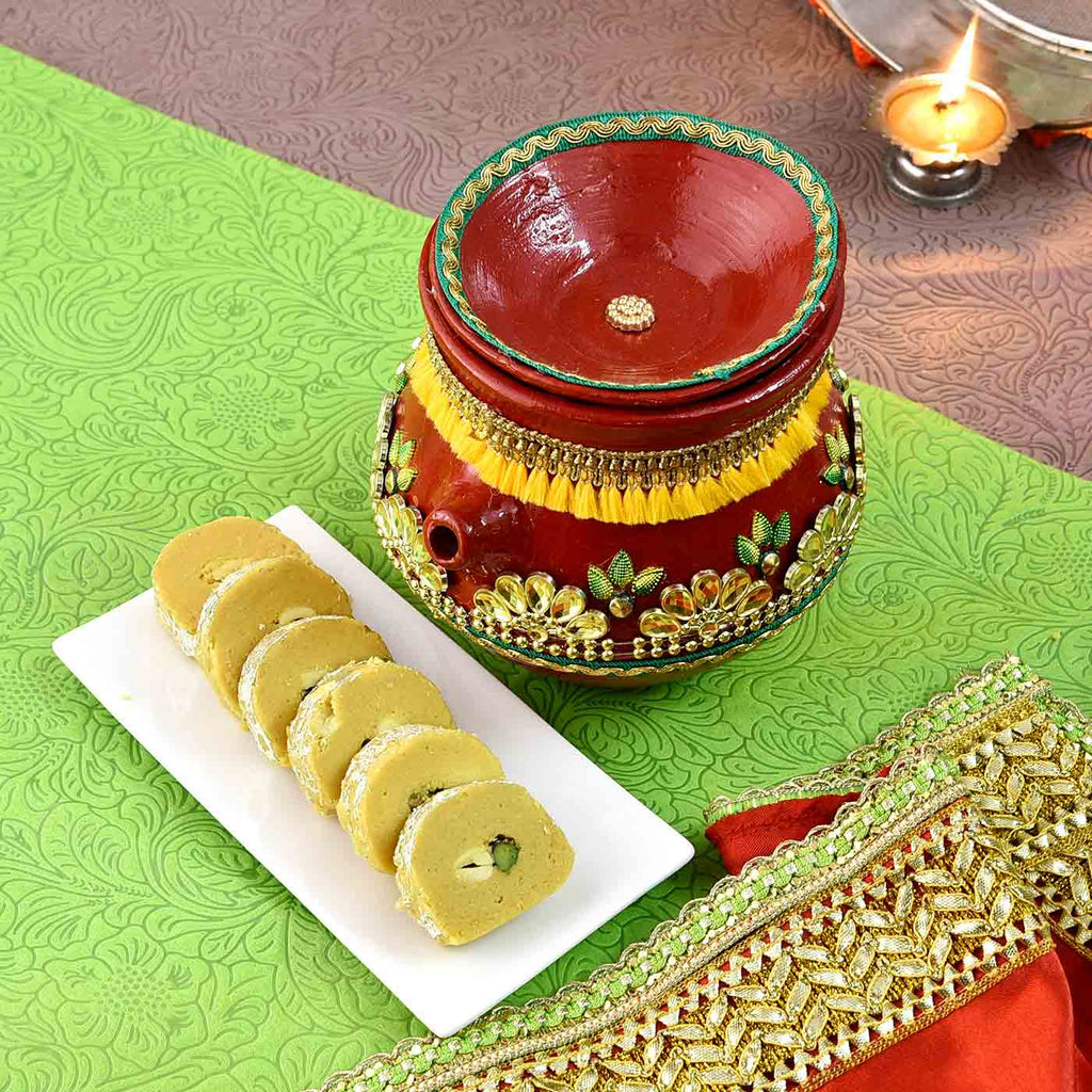 Decorated Karwa With Batisa Slices