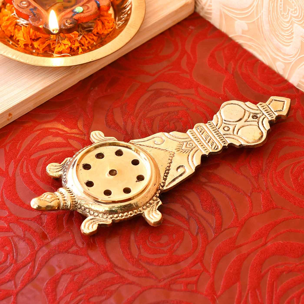 Long Handle Tortoise Incense Holder (7 Inches)