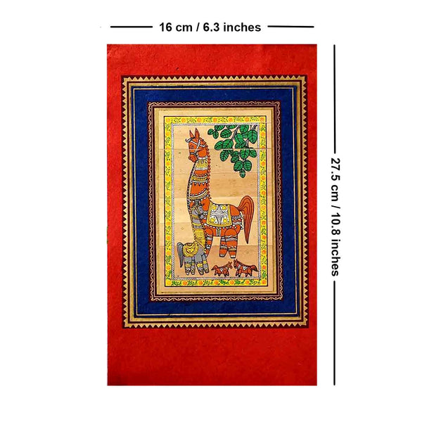 Majestic Terracotta Horse Talapatrachitra Painting (6.3 * 10.8 Inches)