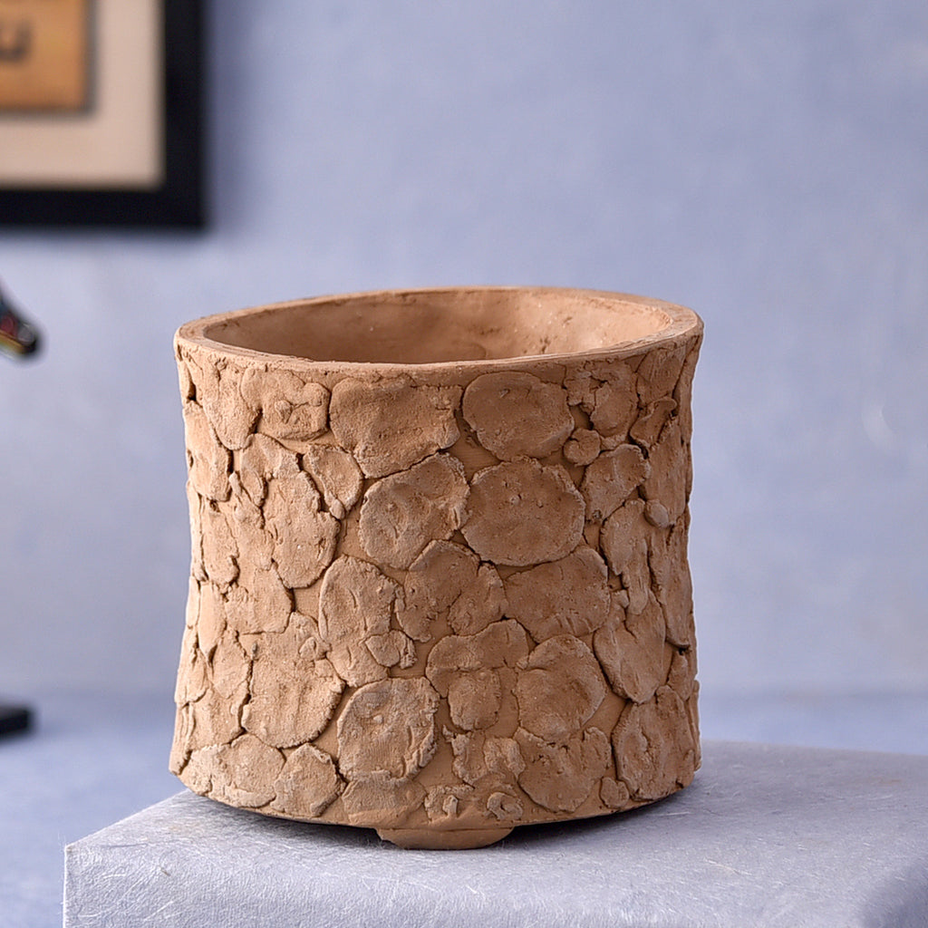 Clay Chipped Round Handcrafted Pot