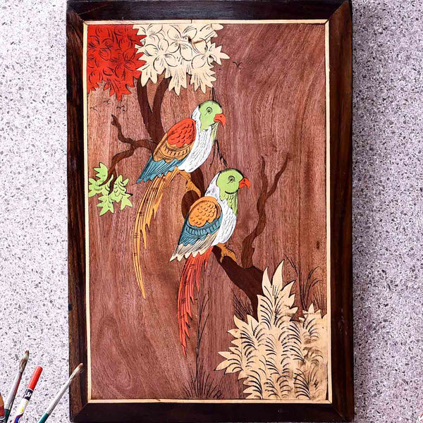 Parrot Companions Colorful Wooden Painting