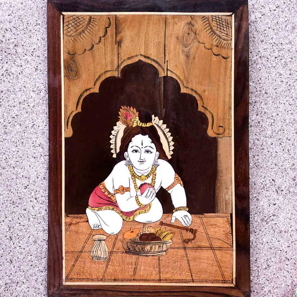 Laddu Gopal Krishna Wooden Panel