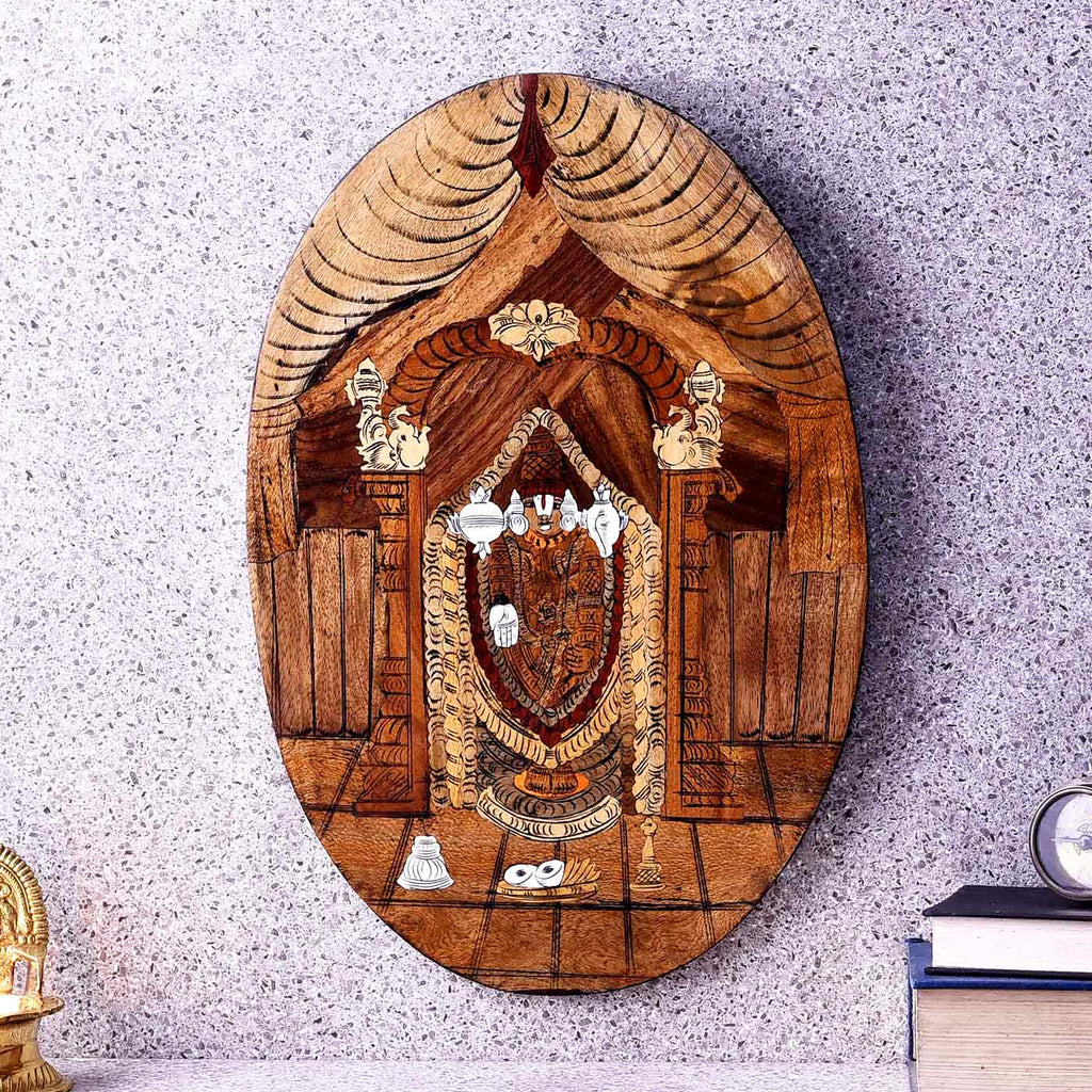Lord Balaji Wooden Oval Painting