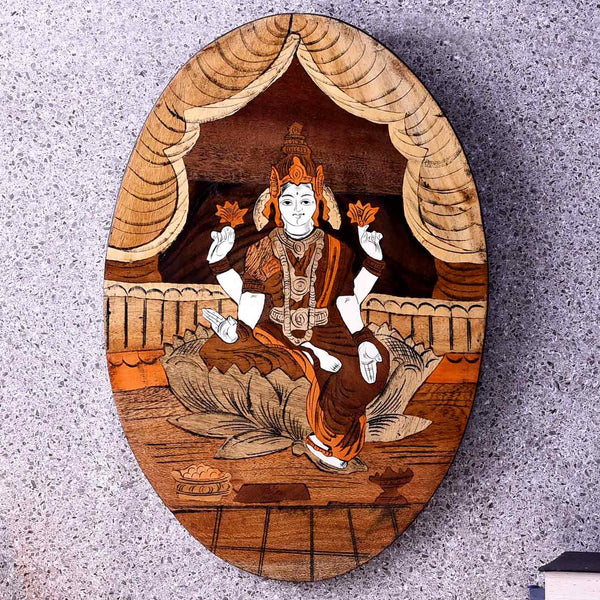 Prosperity Goddess Lakshmi Wooden Inlay Painting